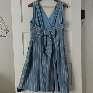 Blue and white striped dress